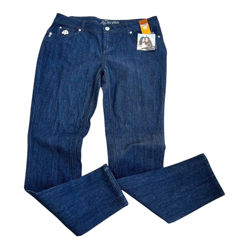 House Of Dereon Beyoncé Denim Jeans 16W Blue Rhinestone Fleur NWT Skinny Stretch